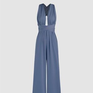 Cross Tie Back Halter Wrap Pantsuit